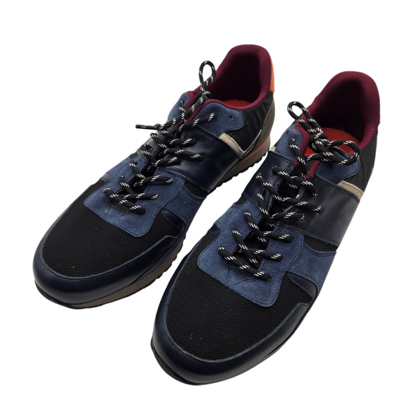 French Connection Mens Sz 44 10 Sneakers Multi Panel Runner Trainers Blue Black - Picture 1 of 8
